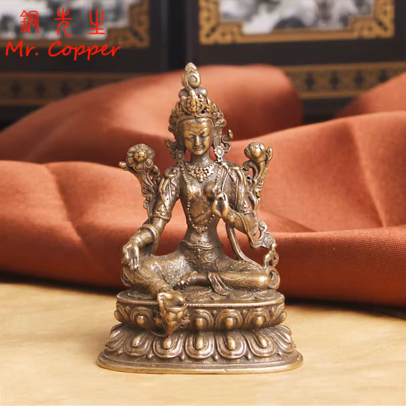 Aprox 5.2CM Height Green Tara Small Copper Statues Tantric Statues Buddha Statue Buddhism Buddhist Figure Figurine