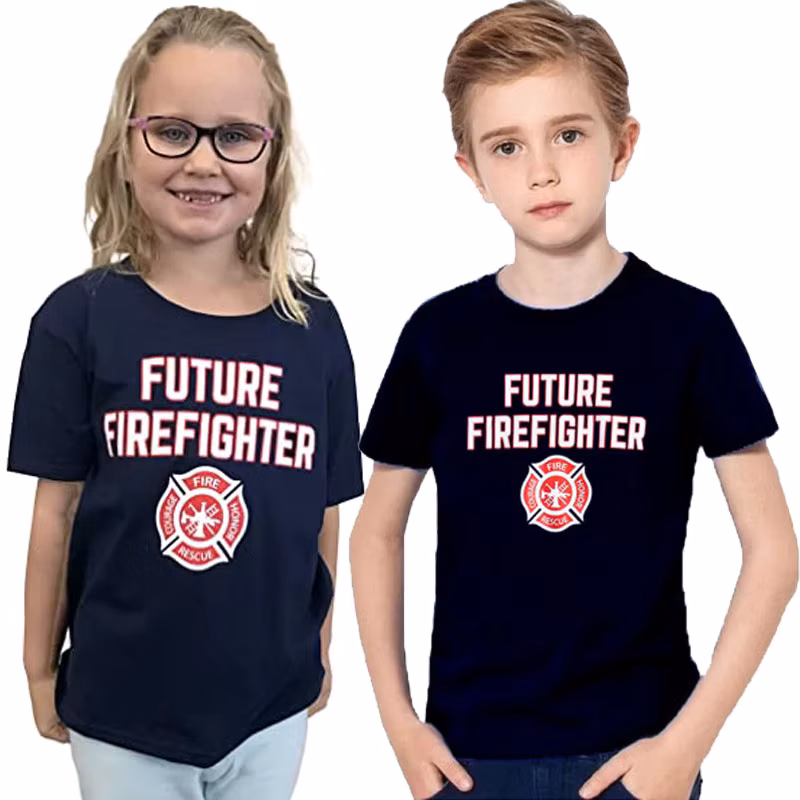 Future Firefighter Cute Kid's Fire Fighter Badge Boy Girl Child Youth T-Shirt Kids Clothes