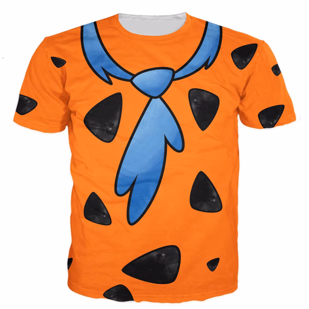 YX Girl Fred Flintstone Shirt T-Shirt Space Paint Print Good Quality Hip Hop T-Shirt Quick Dry Summer Tops Party Shirt