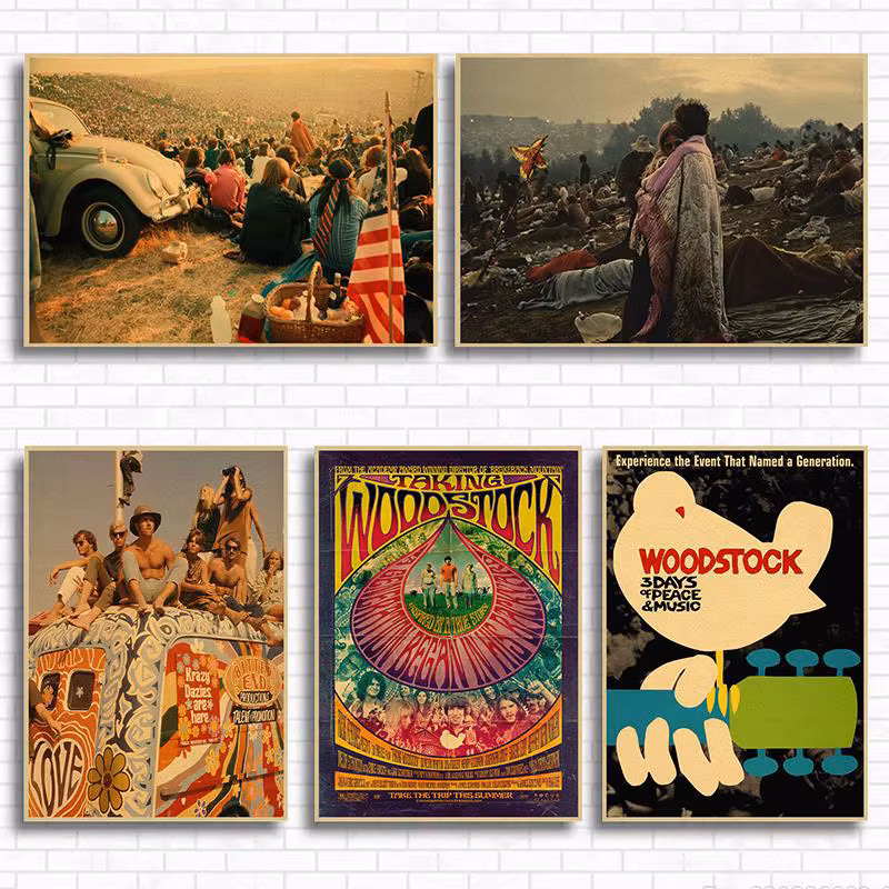 Woodstock rock music festival retro craft paper decorative painting posters classic poster vintage paper craft