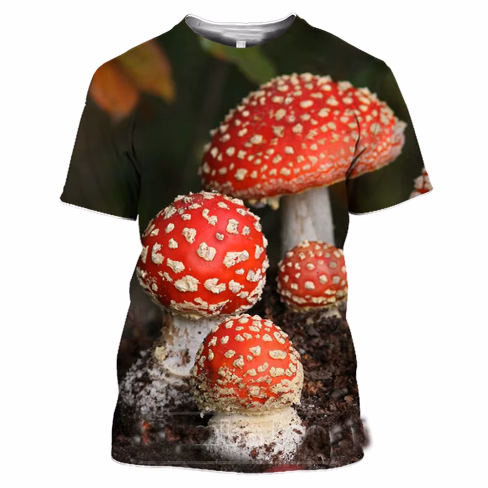 Summer 3D Print Plant Mushroom T Shirt Color Wild Fungi Man's T-shirt O Neck Funny Women Men Tshirt Cute Cartoon
