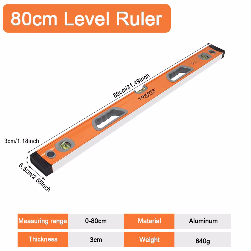 80cm Aluminium Level Ruler Spirit With Magnetic Water Bubble Level Bar Horizontal Rule Measuring Device Level Ruler