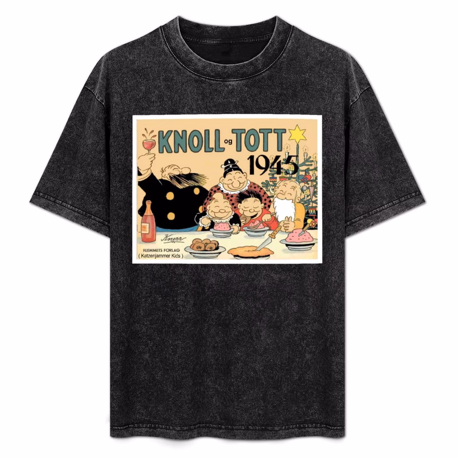 Katzenjammer Kids : Vintage Knoll og Tott Norwegian Cartoon Movie Print T-Shirt