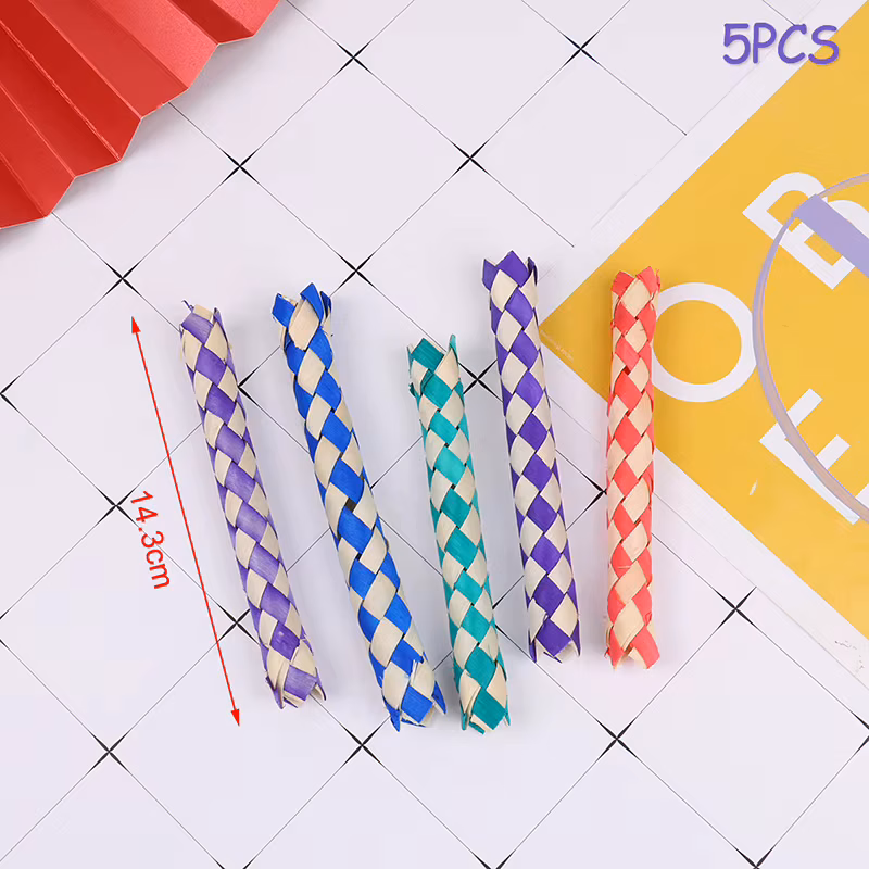5PCS DIY Finger Traps Birds Parrots Chew Toy Creativity Chinese Bamboo Fingers Traps Color Paper Tube