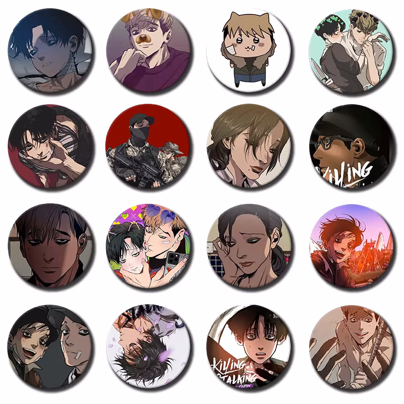 58mm 1PC K-Killing S-Stalking Korean Manga Round Badges Pins Bag Clothing Decorations Collectibles Gifts for Friends