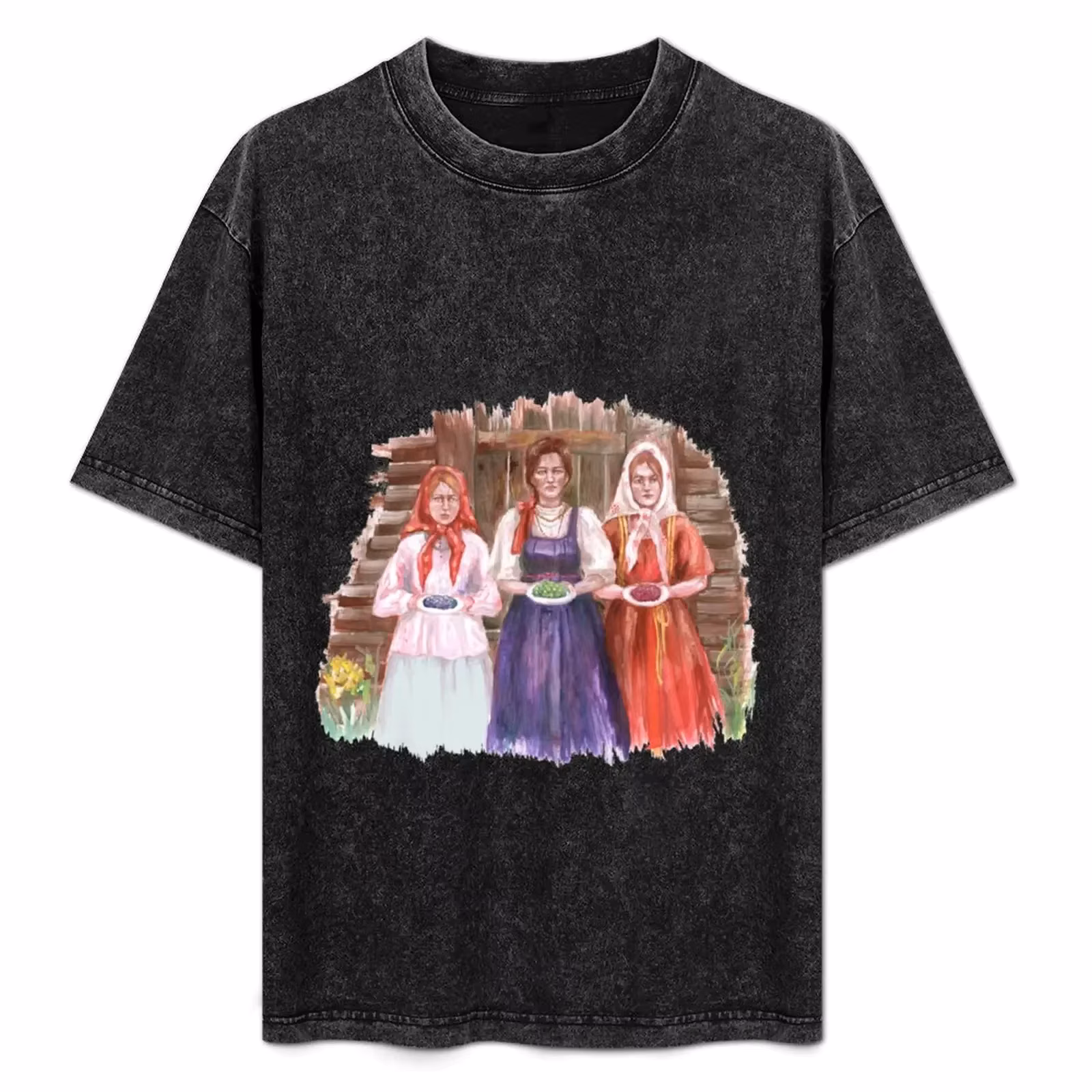Slavic peasant girls T-Shirt Soft Casual Short Sleeve Cotton Tee