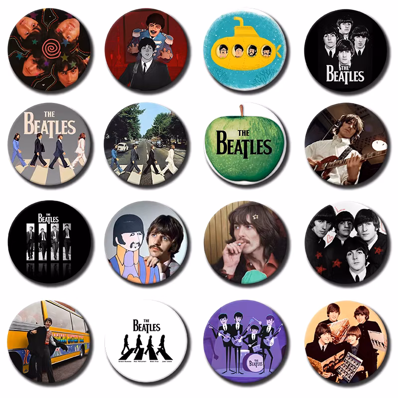 Rock Band The B-Beatles Coin Brooches George Harrison Badge Plastic Round Brooches for Backpack Shoes Jewlery
