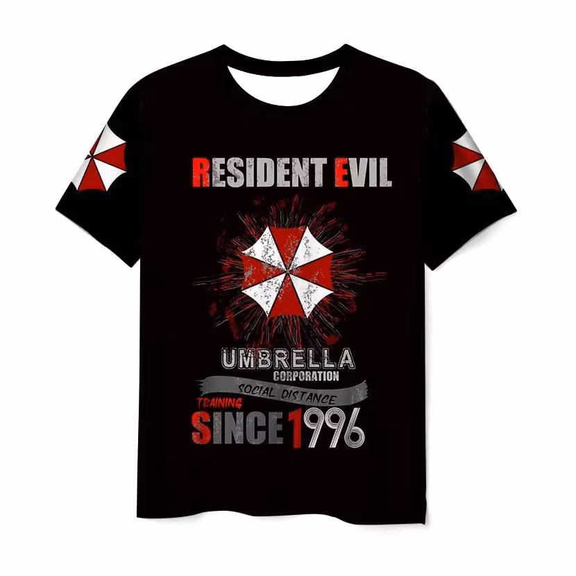 Hot New Resident Evil 3D Printed Game T-shirt Boys Summer Casual Sportswear Men's and Women's Loose Crewneck Patterned