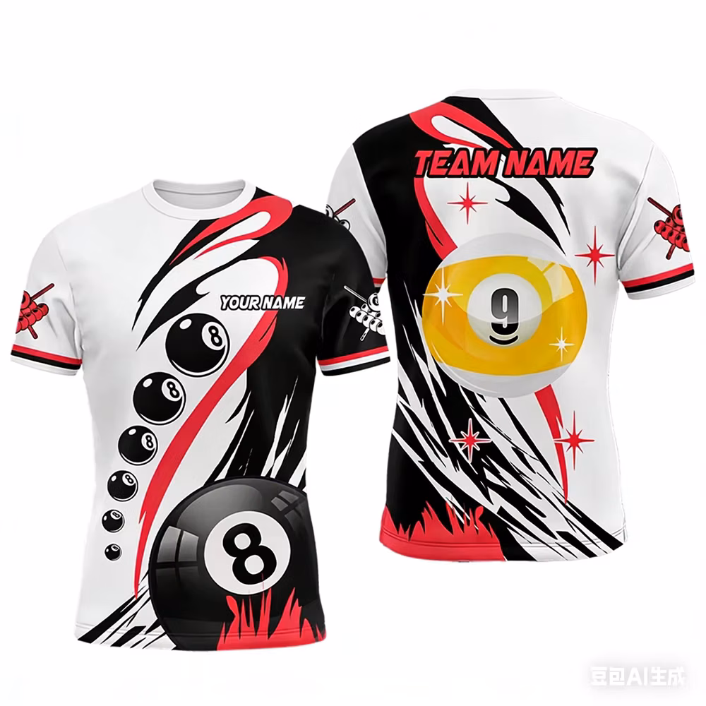 Fashion Billiards Sports Men's T Shirt 3D Printed Customize Name Short Sleeve T-shirts Summer Personalization Club Team