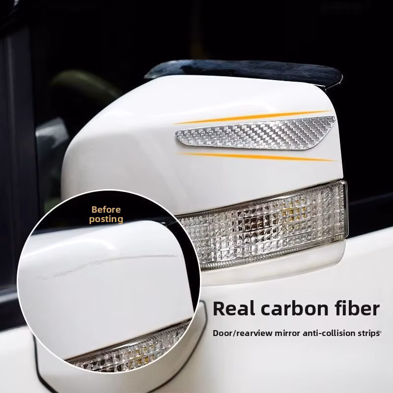 4 Pcs Black Carbon Fiber Car Door Edge Guard Strips Scratch Protector Anti-collision Trim Crash Sticker Trim Molding