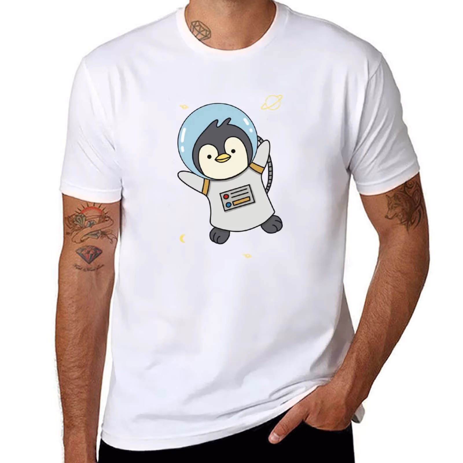 Space baby penguin astronaut T-Shirt essential t shirt man t shirt cotton T-Shirt