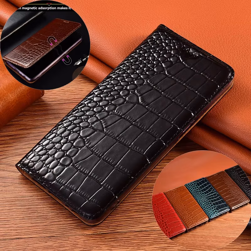 Genuine Leather Flip Phone Cover For Samsung Galaxy A23 A22 A16 A15 A14 A13 A05s A04s A55 A42 A36 M62 M54 M52 A25 A24