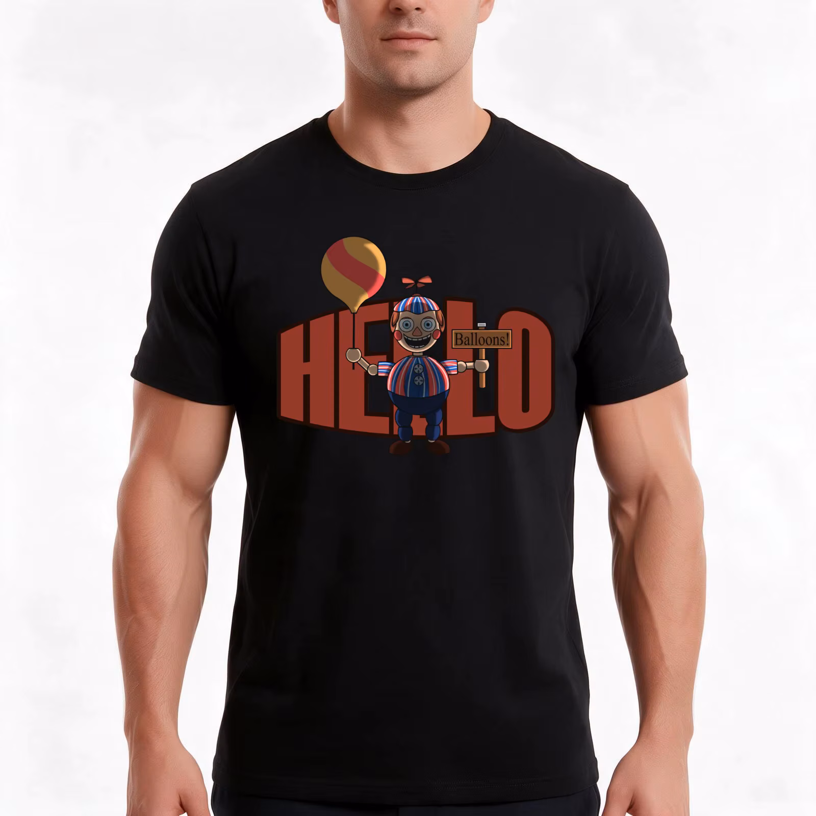 Hello (Balloon Boy) T-Shirt, Summer Casual Cotton Tee, Oversized Streetwear Tops, Vintage Graphic Print, Loose Fit