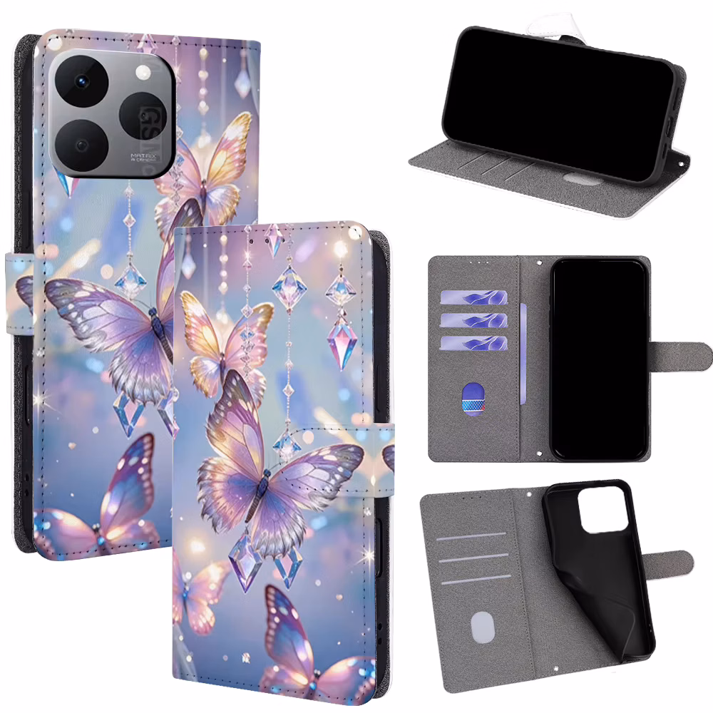 Colorful Butterfly Flip Phone Cover for Realme C71 C75 14X C61 C63 C67 C53 C51 C55 C30s C31 C35 Narzo 50i 50A N63 60x
