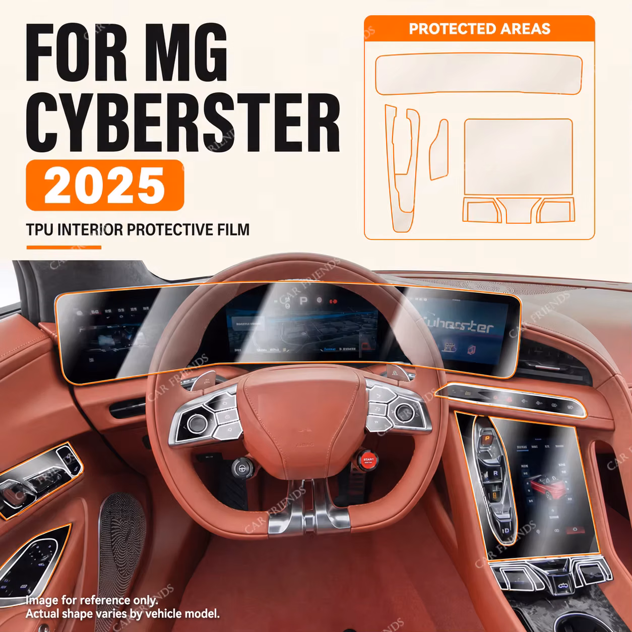 For MG Cyberster 2024 2025 Transparent TPU Interior Protective Film Dashboard Anti-Scratch Accessories