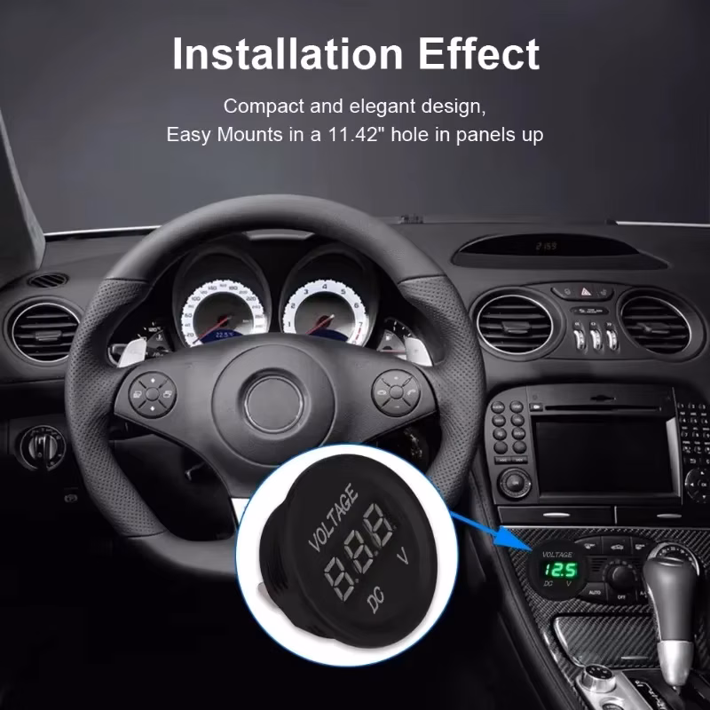 Volt Gauge DC 12V-24V Digital Voltmeter For Vehicles Motorcycle Universal Waterproof Voltmeter Gauge With Red Blue