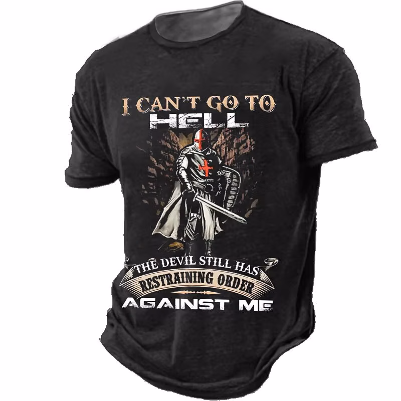 Crusader Knights Print T Shirt For Men Summer Casual O-neck Short Sleeve Tops Street Hip Hop Vintage Clothes Fashion