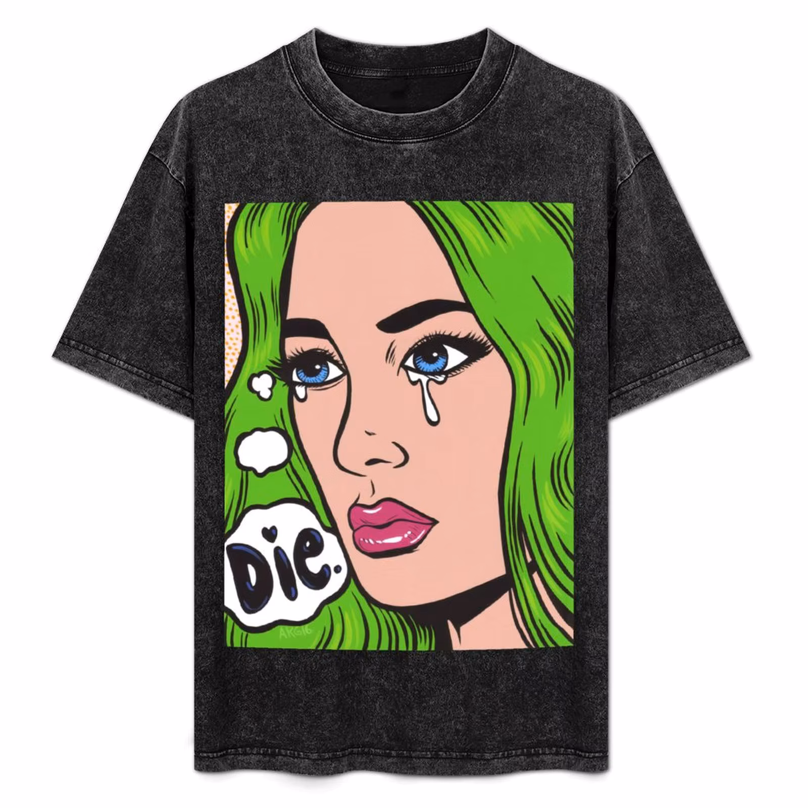 Die Crying Comic Girl T-Shirt Halloween Casual T-Shirt