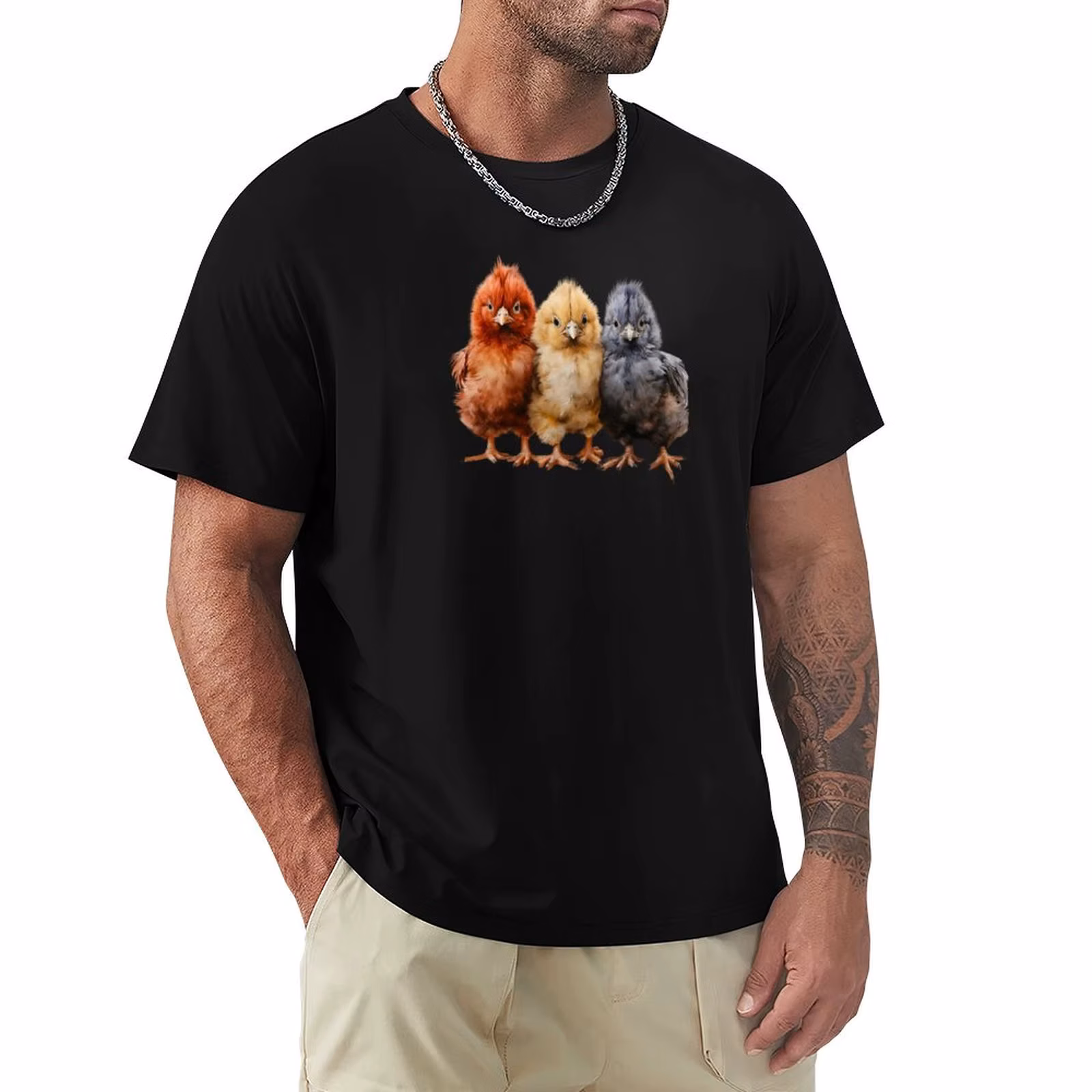 Vibrant Red, Yellow and Blue Baby Chicks T-Shirt Light Athletic Short Sleeve Tee Shirt