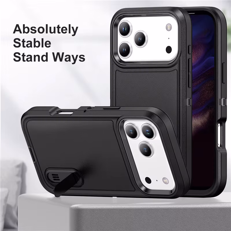 Back Hide Stand Phone Case for iPhone Air 12 13 14 15 16 Plus 17 Pro Max with Protective Cover
