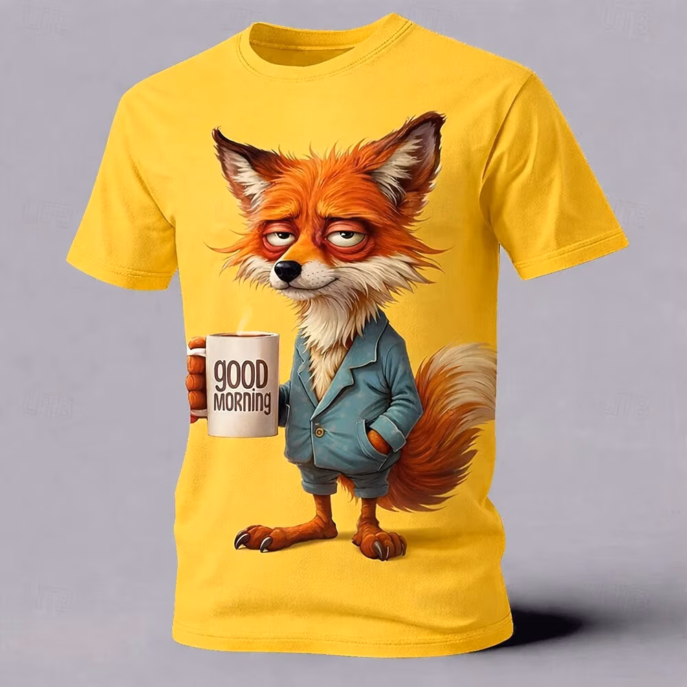 Cartoon Animal 3D Printed Men's T-Shirts Funny Dog Pattern Street Short Sleeve Tee Summer Casual O-neck Loose Top Men's