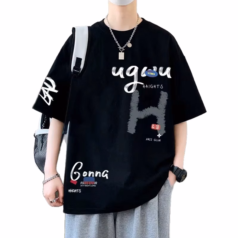 A New All-cotton American Streetwear Brand From Ins Loose Half-sleeved Student Top Teenagers and Boys Fashionable and