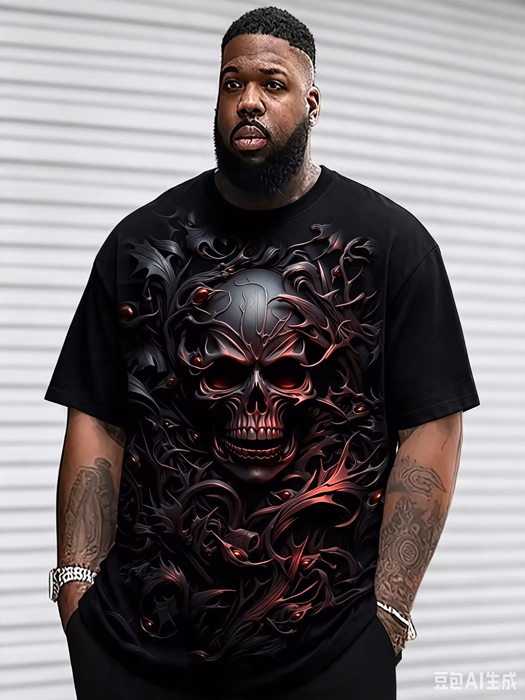 Men's Skull Graphic T-Shirt, Vintage Gothic Crew Neck Short Sleeve Casual Streetwear Summer Thin Street Cool Top