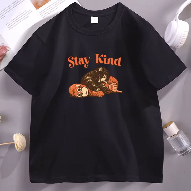 Baby Monkey Punch T Shirt Punch Viral Monkey Graphic Tee Printed Cotton Short Sleeve Round Neck Basic Tee Unisex Couple