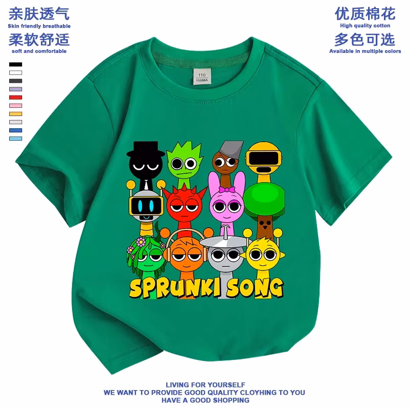 Rhythm Box T-shirt Clothes For Children Short Sleeved Sprunki Children's Clothing Casual Printed Tops For Boys And Girls