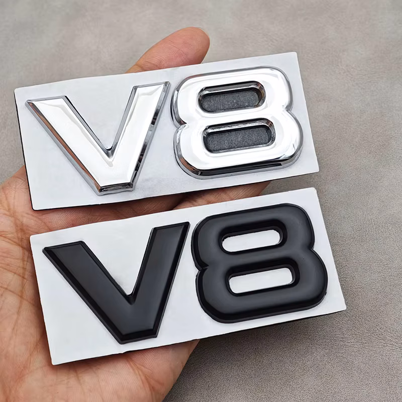 3D Metal Chrome Black V8 Car Rear Trunk Sticker Emblem Badge Decals for Auto Accessories