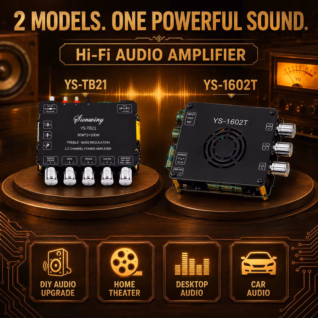 Bluetooth Amplifier Board YS-TB21 YS-1602T 320W 200W AUX USB Stereo Subwoofer 2 Channel DIY Speaker Audio Amp