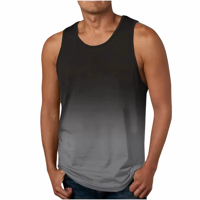 Fashion 3D Gradient Print Men's Tank Top Bodybuilding Gym Male Vest Casual O-neck Man Sleeveless Shirt Summer Quick Dry