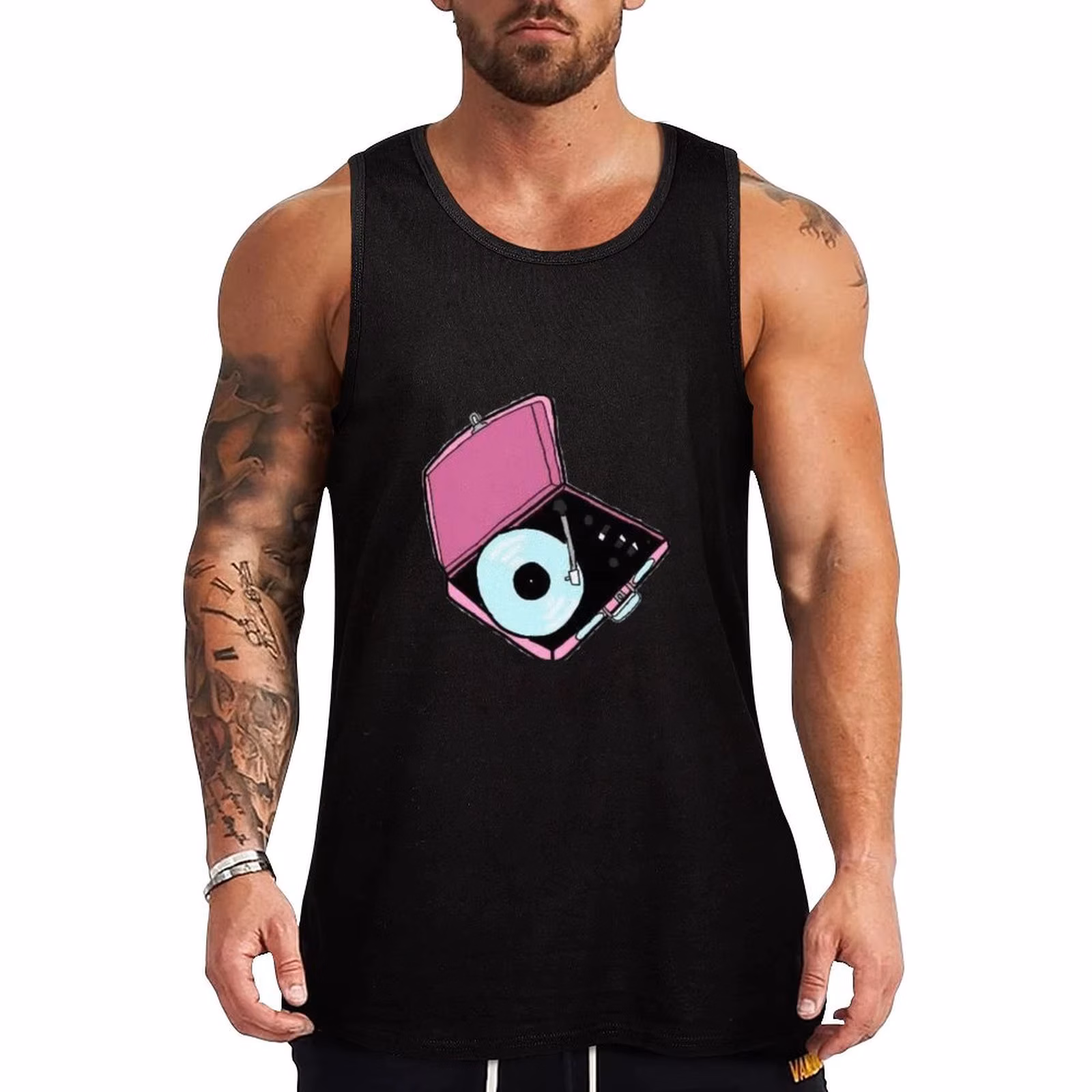 baby blue and pink record player Tank Top Stretch Fabric Tank Top Flexible Comfort Sleeveless