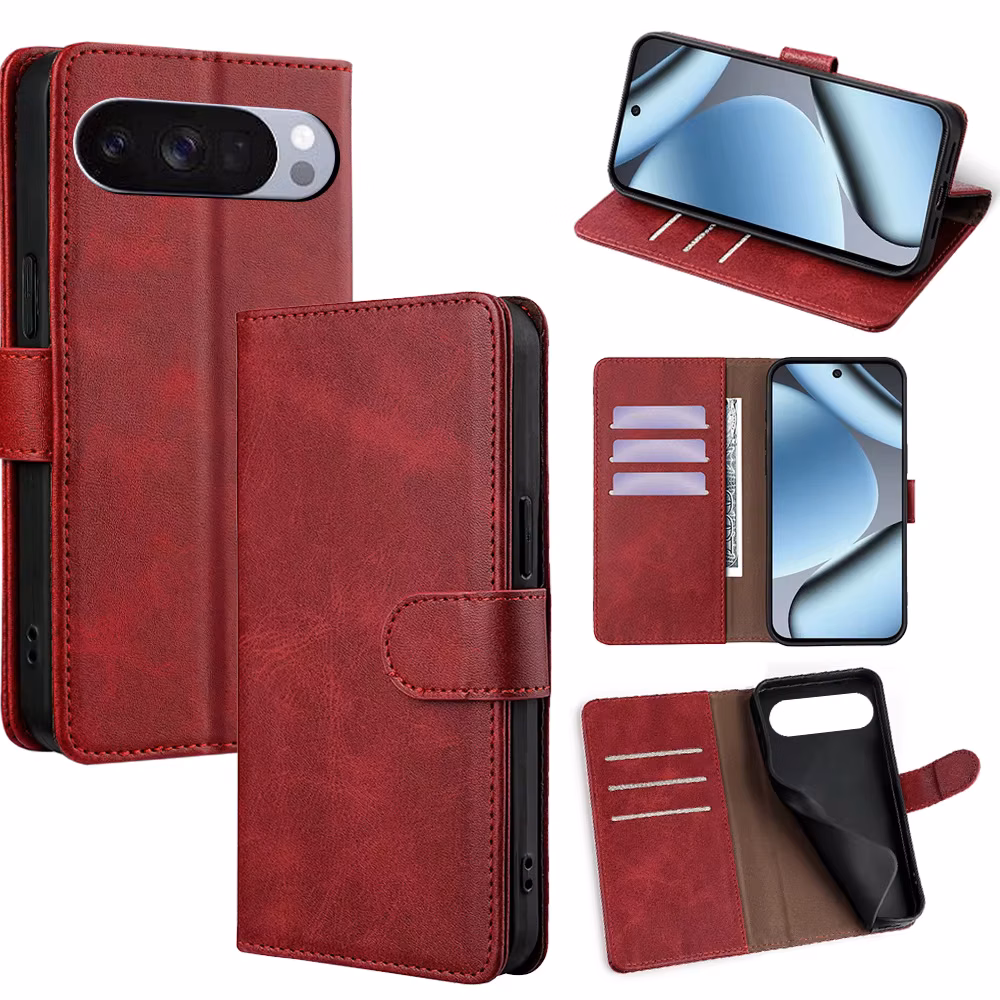 Magnetic Buckle Leather Flip Cover for Google Pixel 8 7 6 9 10 Pro XL 10A 9A 8A 7A 6A with Built-in Wallet Card Slots