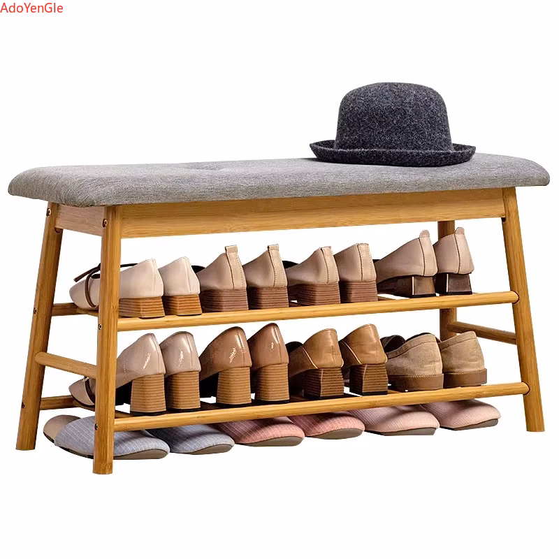 Wooden Shoe Changing Stool chair Design Doorway Storage Cabinet Vintage Nordic Furniture shoe rack organizer Household