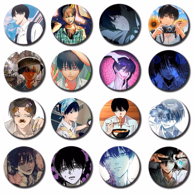 58mm Anime Character Yoshiki Badges Cartoon Cosplay The Summer Hikaru Died Badges for Bag Hat Jewelry Accessories Toys