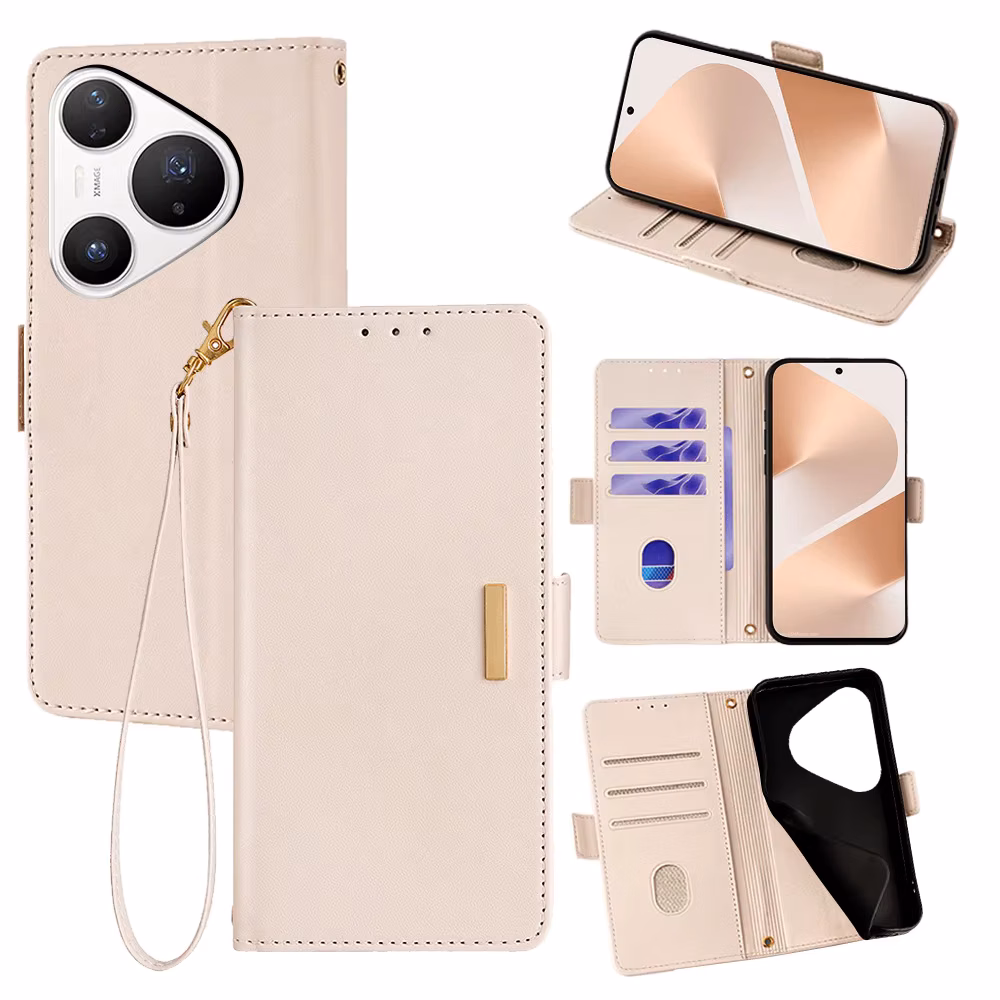 Solid Color Magnetic Flip Cover for Huawei Pura 80 Ultra Mate40 50 70 80 60 Pro+ P60 P50 P40 P30 with Built-in Wallet