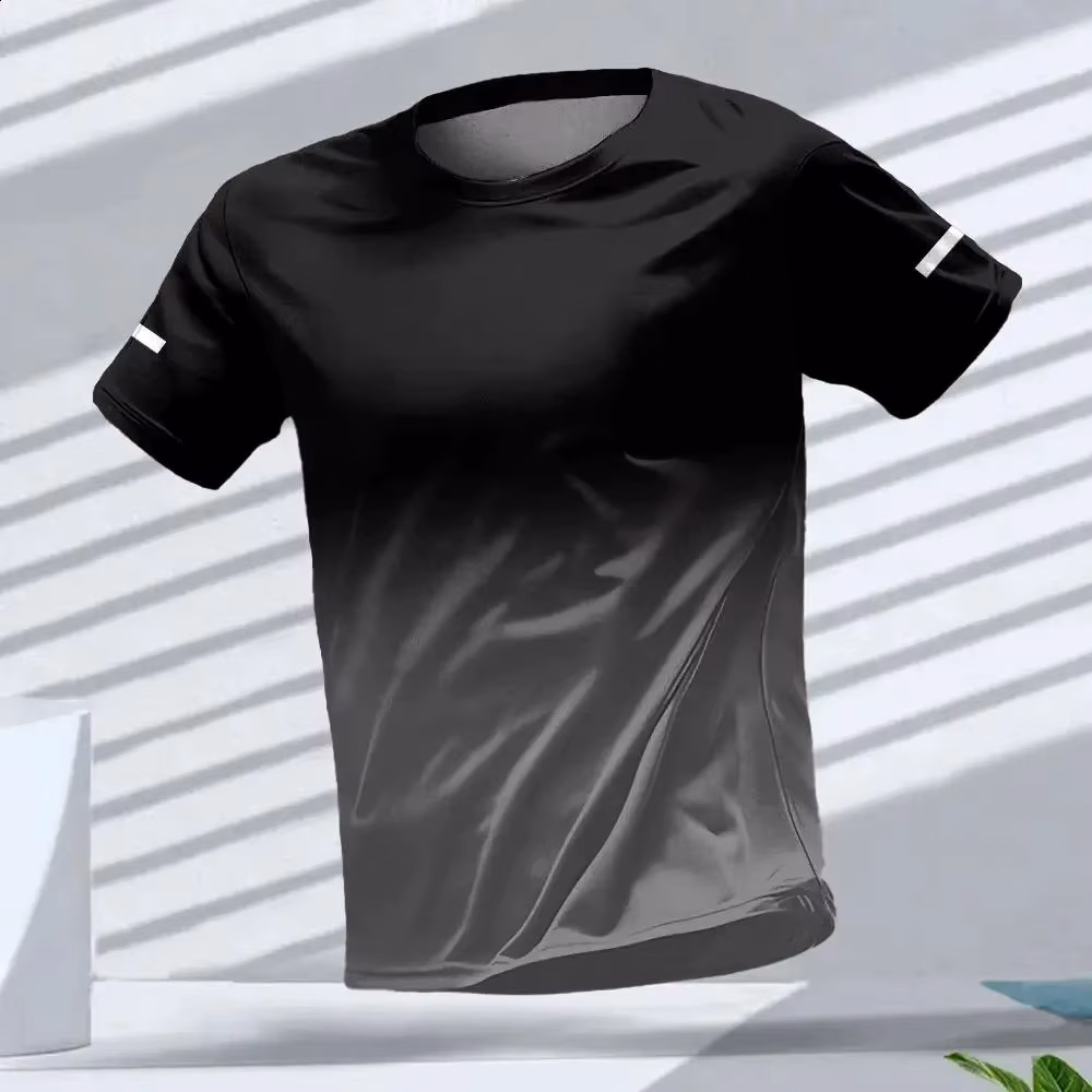 T-Shirts for Men Sport Gradient Print Fashion O-Neck Graphic T-Shirt Top Ventilate Running Short Sleeve T-Shirt Gym