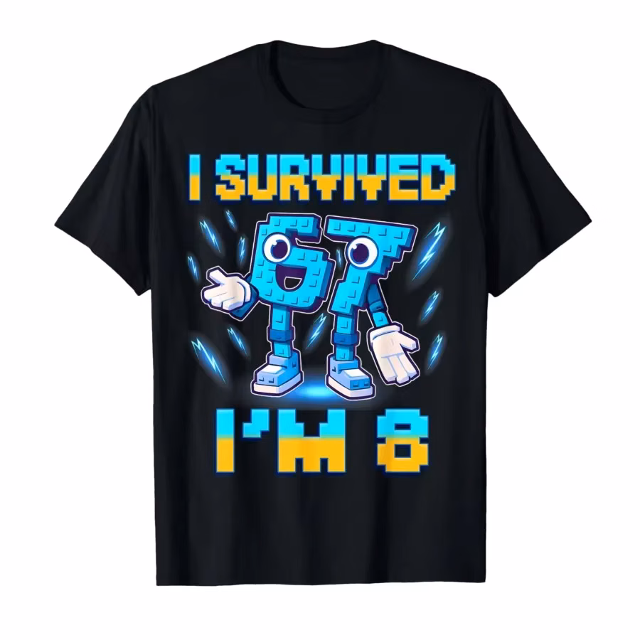 8th Birthday Boy I'm 8 Year Old Six Seven Bruh 6 7 Brainrot T-shirt For Men Women 100% Cotton T Shirts Short Sleeve