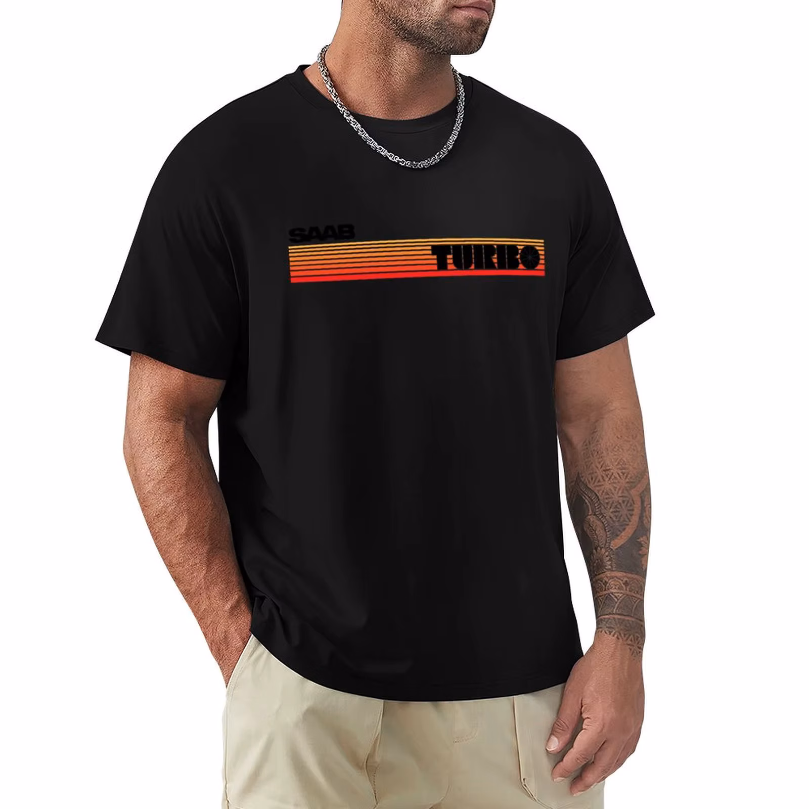 Saab Turbo Retro look Red T-Shirt summer clothes boys whites korean fashion anime t shirts mens vintage t shirts