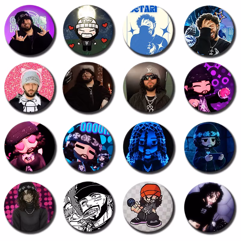 58mm Rapper O-Odetari Creative Brooch Handmade Lapel Pin Vintage Classic Singer Round Badge Bag Clothes Decor Fans