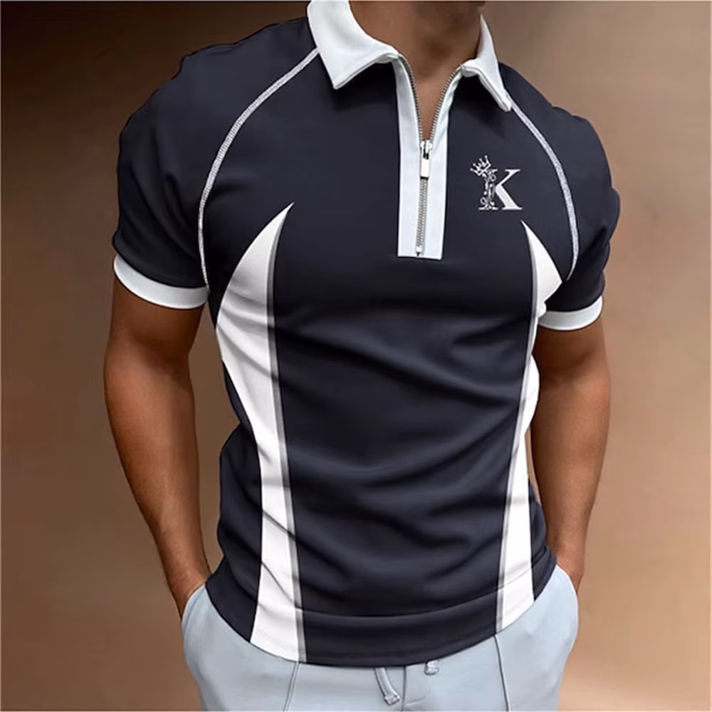 New Men's Polo Shirt 2023 Summer Stripes Short Sleeve T-shirts Casual Business Button Tops Tee Fashion Polo Shirts Man