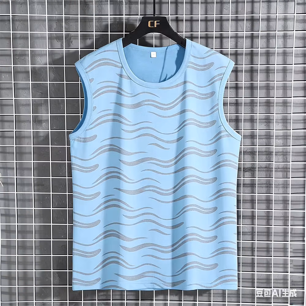 Summer Men's Sleeveless T-Shirt Summer 100_ polyester men's t-shirts and tank tops Leisure sports vest Striped Home