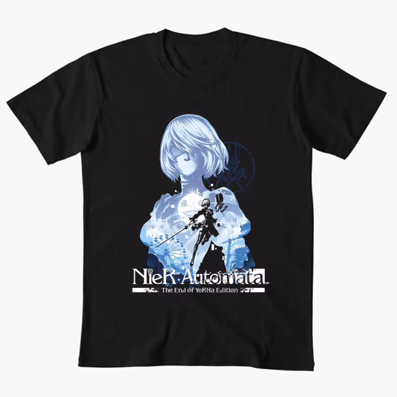 2B NieR Automata Yorh No. 2 Type B Anime T-shirt for Gamer 0607 Waifu Girl Cyber Punk Graphic Clothes Y2K Tee US Size