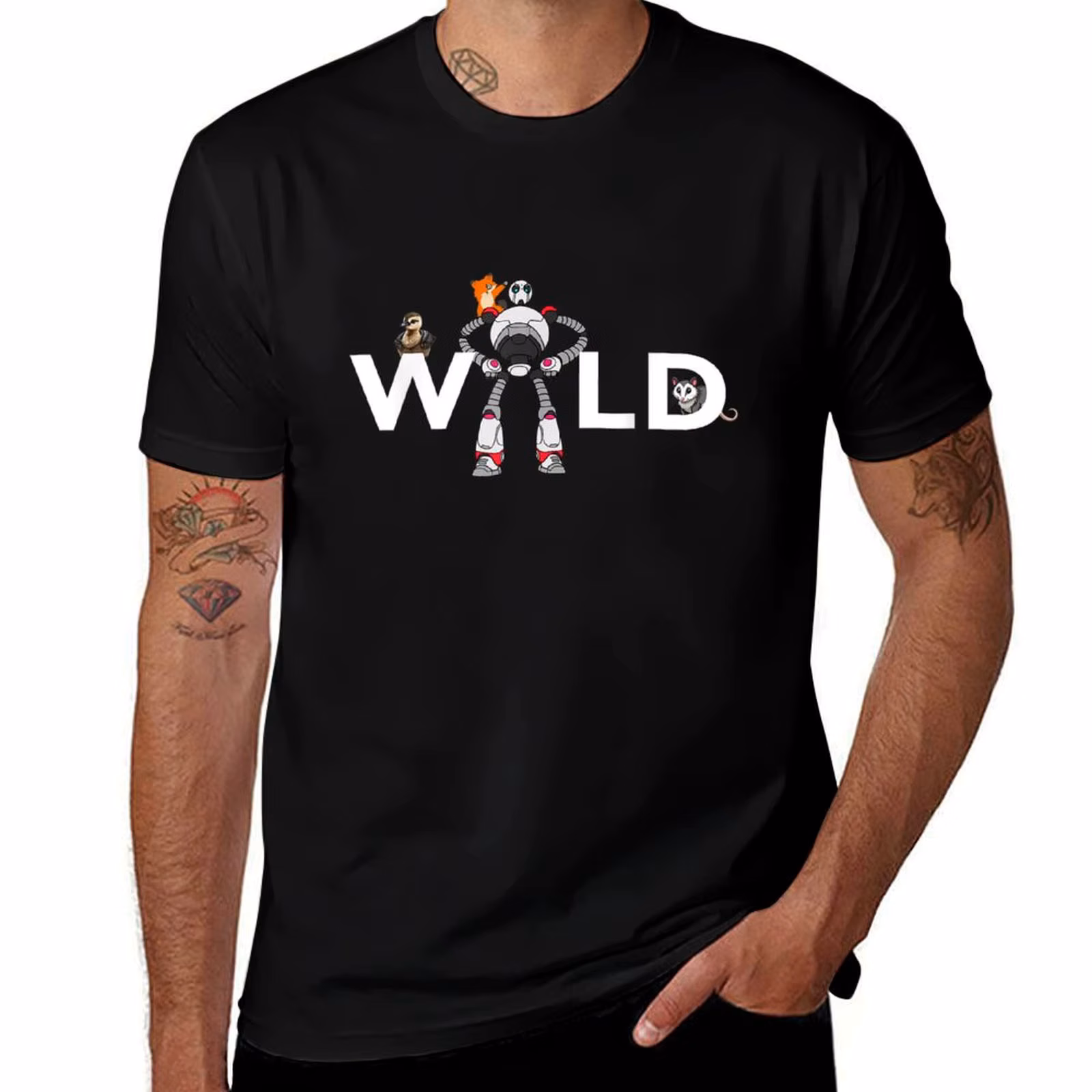 Wild Retro Vintage Robotic Robot Art Science & Math Boy Kid T-Shirt Work Wear Short Sleeve T-Shirt