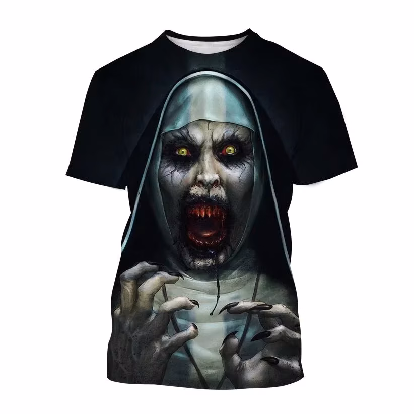 New Halloween fashion Ghost Valak horror movie nun 3D printed T-shirt, holiday T-shirts , casual T-shirts for k