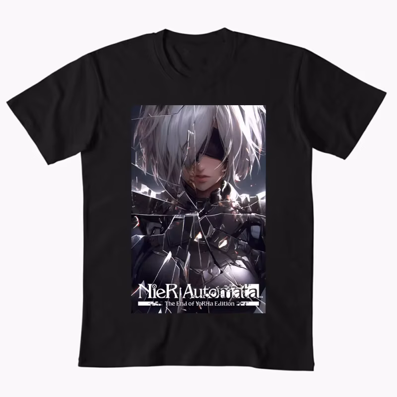 2B NieR Automata Yorh No. 2 Type B Anime T-shirt for Gamer 0607 Waifu Girl Cyber Punk Graphic Clothes Y2K Tee US Size