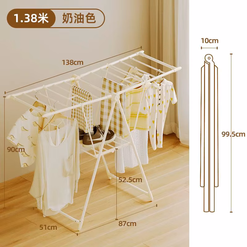 Folding multi-functional Floor Cloth drying rack balcony living room small vertical clothes quilt rack drying baby