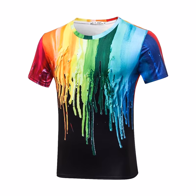 2022 Summer Men's 3d T-shirt Printing Ink Graffiti Splash Paint Short-sleeved Hip-hop Style Men's Fashion Cool