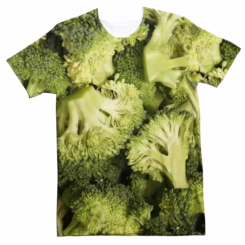 3D fruit print T-shirt , vegetable graphic T-shirts, short-sleeve street T-shirts with a round neck for summer